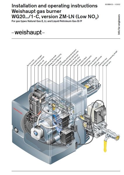 Руководство по монтажу и эксплуатации газовых горелок Weishaupt WG20.../1-C, version ZM-LN (Low NOx)